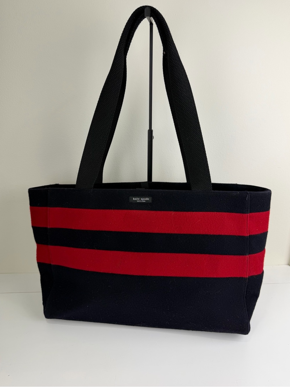 Kate Spade New York Red & Black Striped Baby Tote Diaper Bag